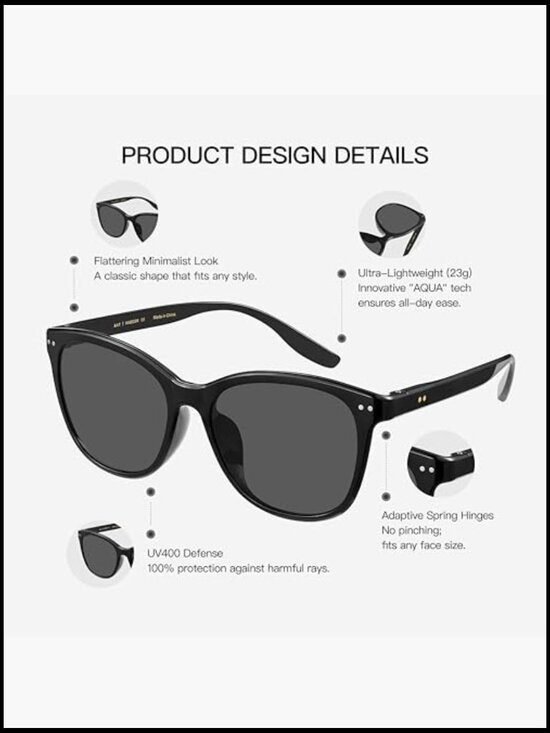 Square Round Sunglasses UV400 Protection Spring Hinge Ultra Light